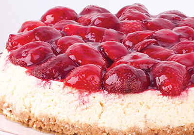Mascarpone Cheesecake Topped with Strawberries!